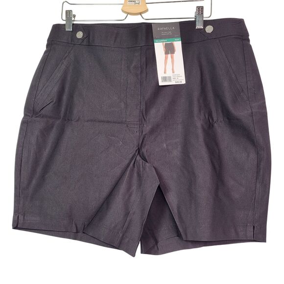 Rafaella Women's Comfort Stretch Black Bermuda Shorts With Button Detail Size 18 - Picture 1 of 11